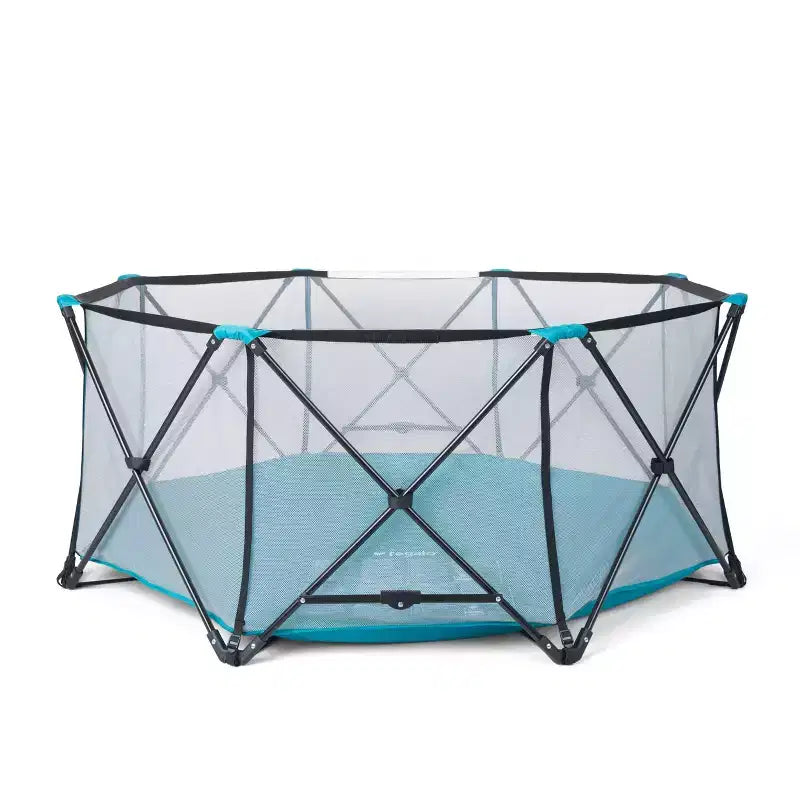 Extra Large Portable Baby Play Yard, 8-Panel, Indoor & Outdoor, Mesh Walls, Aqua Blue, JPMA Certified