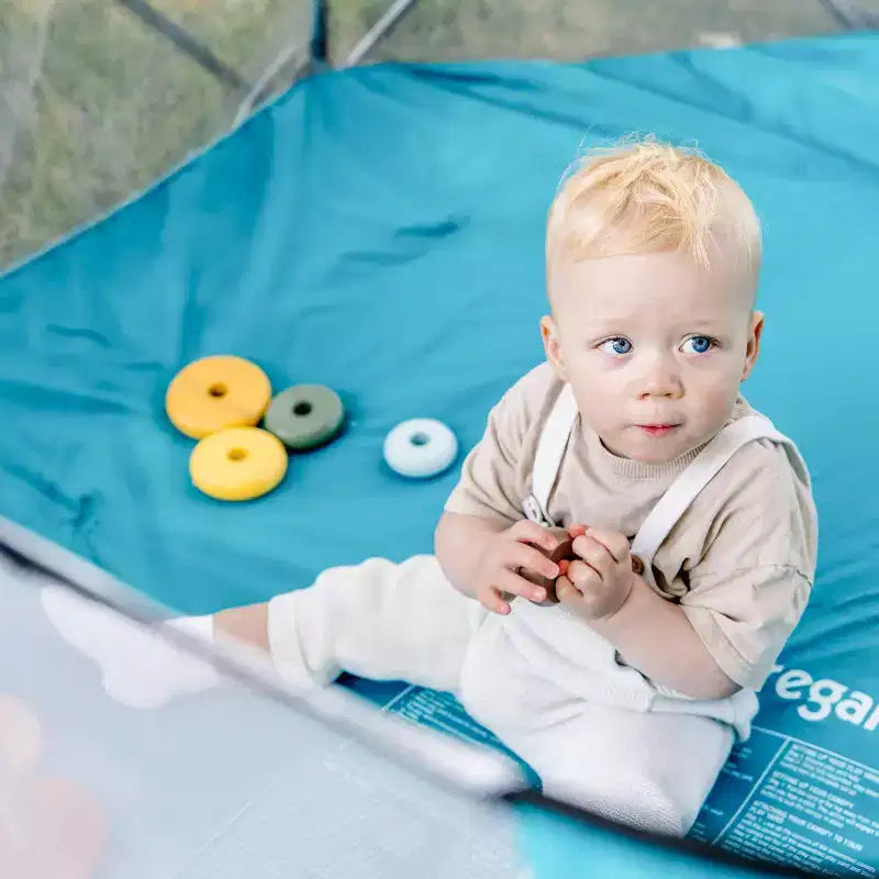 Extra Large Portable Baby Play Yard, 8-Panel, Indoor & Outdoor, Mesh Walls, Aqua Blue, JPMA Certified