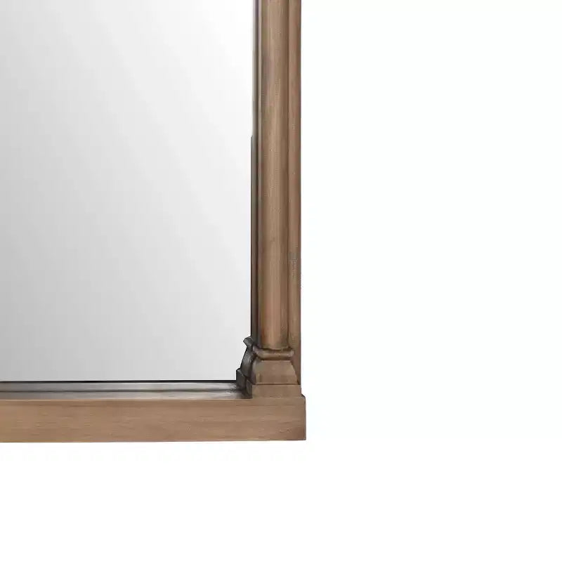 36" Traditional Arched Wall Mirror, Solid Fir Wood Frame, Brown, Wall Mount, Moisture-Resistant Backing