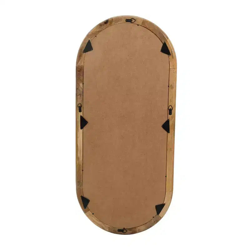 47" Oval Wall Mirror, Natural Mango Wood Frame, Wall Mount, Vertical Hang, No Assembly Required