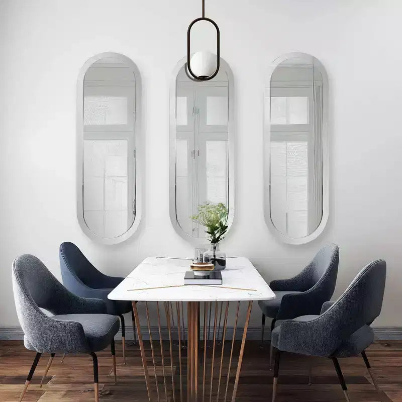 45.5x30.75" Rectangular Wall Mirror, Smoky Gray Wood Frame, Hang Vertical or Horizontal, No Assembly