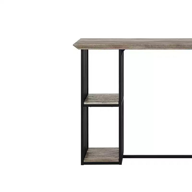 47" Counter Height Dining Table, Antique Oak & Sandy Black, Metal Pedestal Base, Seats 2, No Assembly