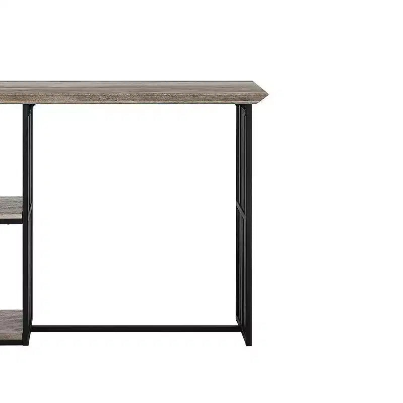 47" Counter Height Dining Table, Antique Oak & Sandy Black, Metal Pedestal Base, Seats 2, No Assembly