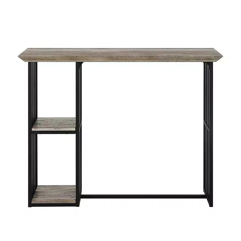 47" Counter Height Dining Table, Antique Oak & Sandy Black, Metal Pedestal Base, Seats 2, No Assembly