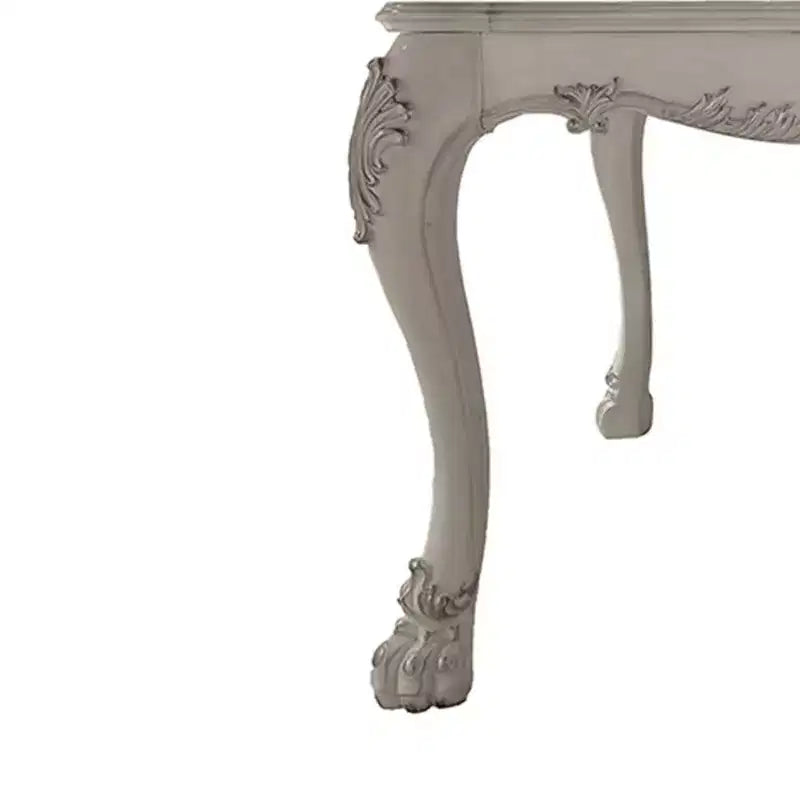 55" Square Dining Table, Bone White, Seats 8, Poly Resin Frame, Composite Wood Top, No Assembly