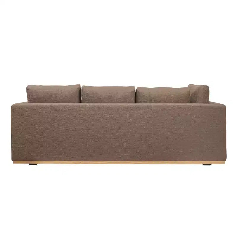 L-Shaped Sofa with Interchangeable Chaise Lounge, Boucle Fabric, Wood Trim, Seats 3, Beige