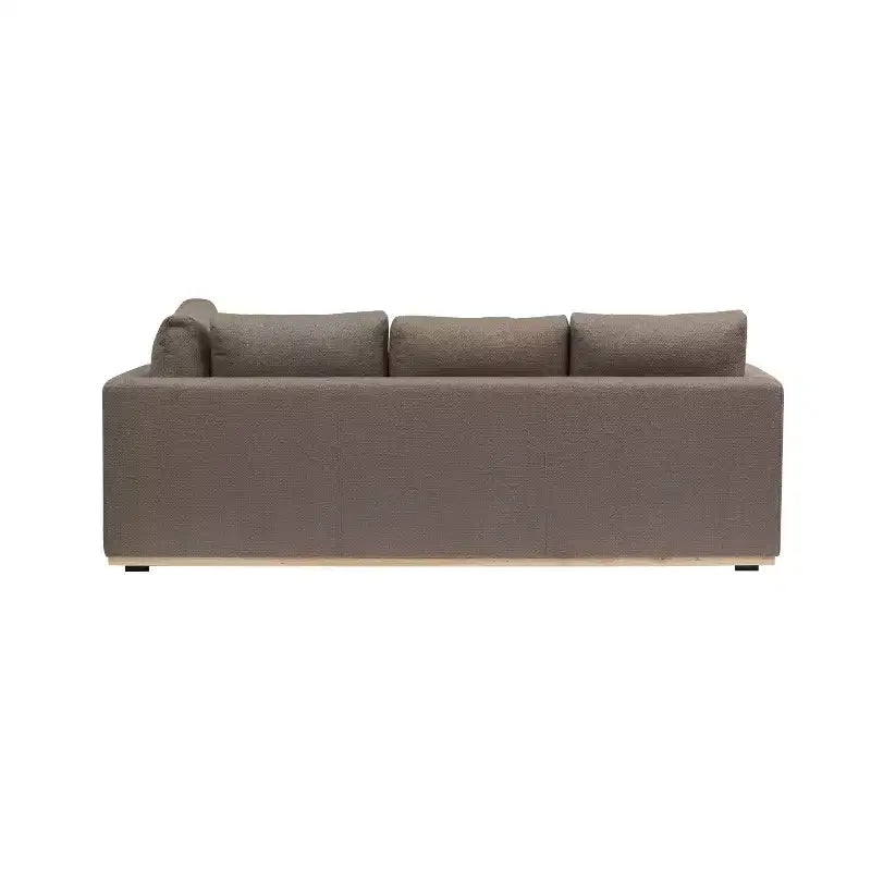 L-Shaped Sofa with Interchangeable Chaise Lounge, Boucle Fabric, Wood Trim, Seats 3, Beige