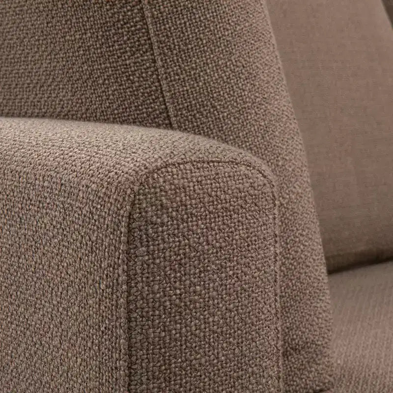 L-Shaped Sofa with Interchangeable Chaise Lounge, Boucle Fabric, Wood Trim, Seats 3, Beige