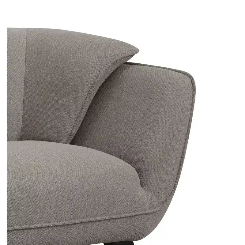 86" Brown Linen Sofa, Seats 4, Loose Cushions, Wood Frame, Black Legs, No Assembly Required