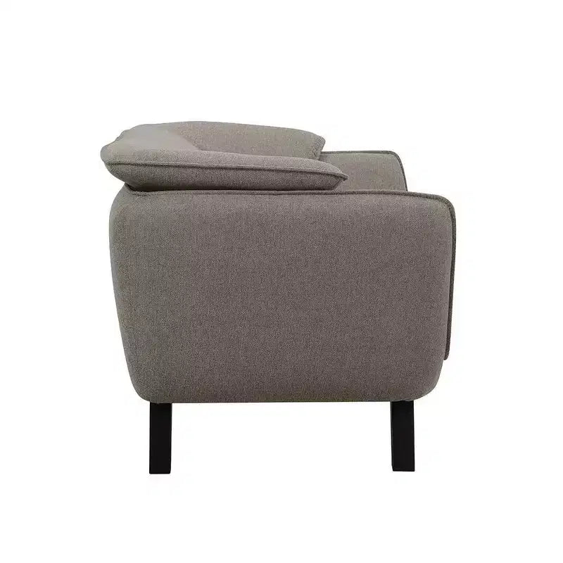 86" Brown Linen Sofa, Seats 4, Loose Cushions, Wood Frame, Black Legs, No Assembly Required