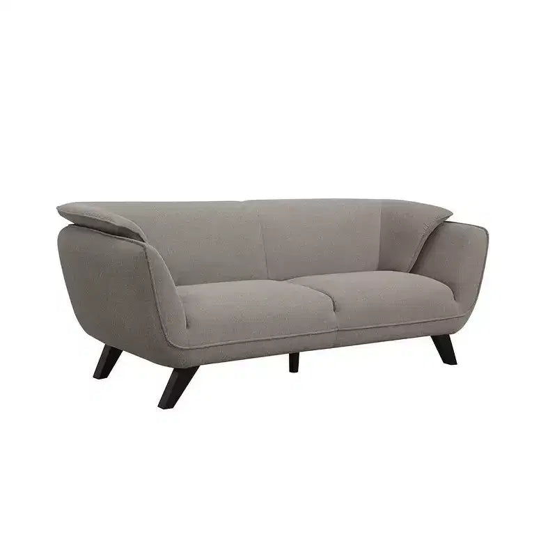 86" Brown Linen Sofa, Seats 4, Loose Cushions, Wood Frame, Black Legs, No Assembly Required