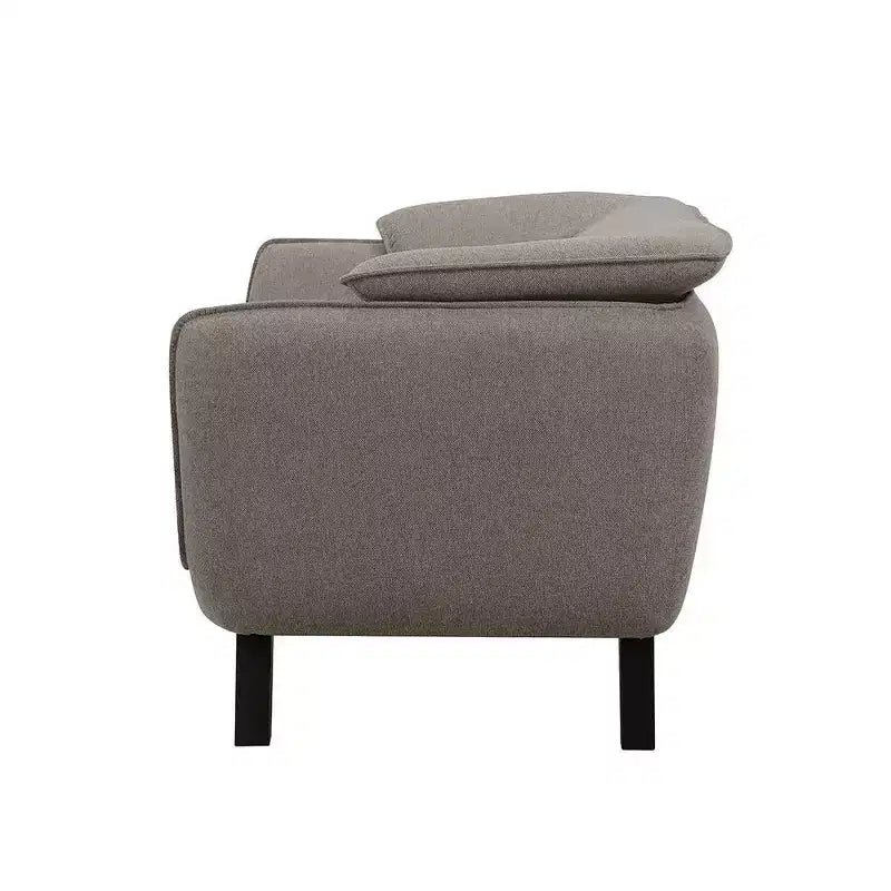 86" Brown Linen Sofa, Seats 4, Loose Cushions, Wood Frame, Black Legs, No Assembly Required