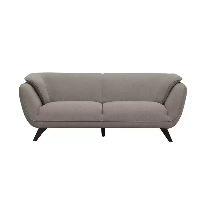 86" Brown Linen Sofa, Seats 4, Loose Cushions, Wood Frame, Black Legs, No Assembly Required