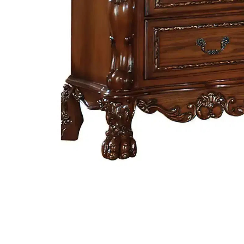32" Nightstand with 2 Drawers, Cherry Oak Finish, Dovetail Construction, Ball Bearing Glides, Wood