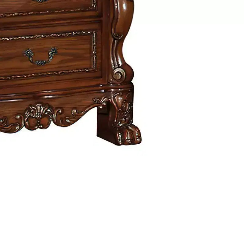 32" Nightstand with 2 Drawers, Cherry Oak Finish, Dovetail Construction, Ball Bearing Glides, Wood