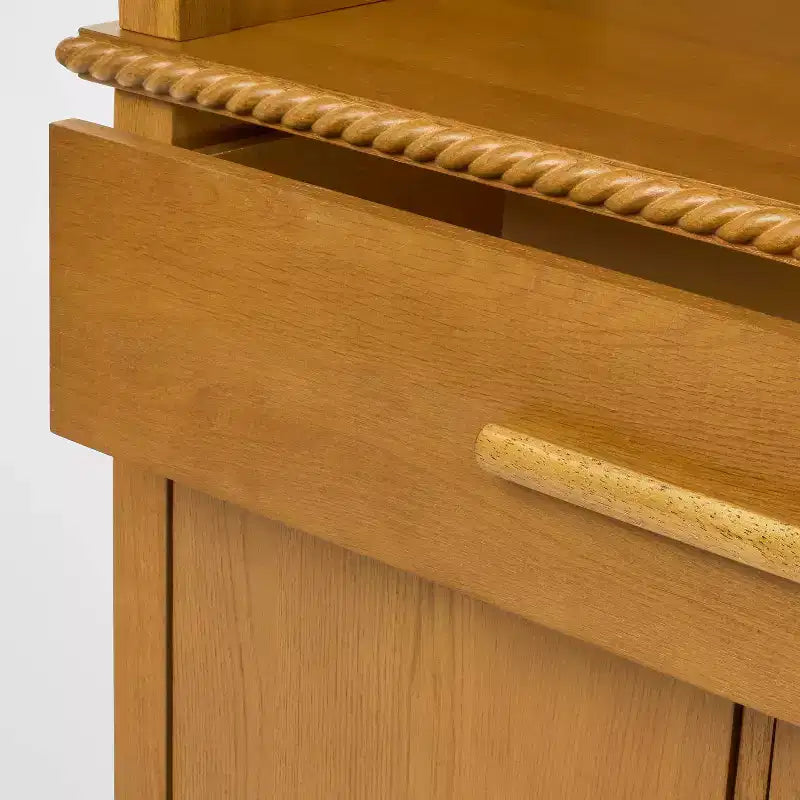 72" Bookshelf with 2 Shelves, Drawer & 2-Door Cabinet, Oak Brown, Wood Veneer, Anti-Tip Anchor