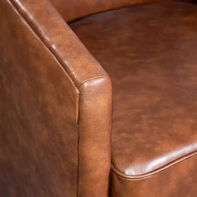 Club Style Barrel Accent Chair, 360° Swivel, Fabric Upholstery, Sloped Arms, 400 lb Capacity, No Assembly