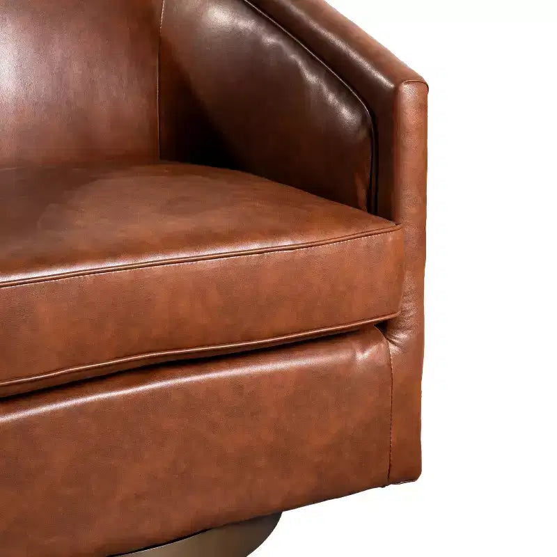 Club Style Barrel Accent Chair, 360° Swivel, Fabric Upholstery, Sloped Arms, 400 lb Capacity, No Assembly