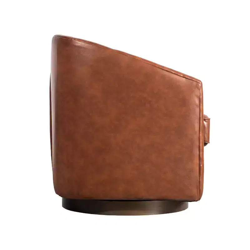 Club Style Barrel Accent Chair, 360° Swivel, Fabric Upholstery, Sloped Arms, 400 lb Capacity, No Assembly