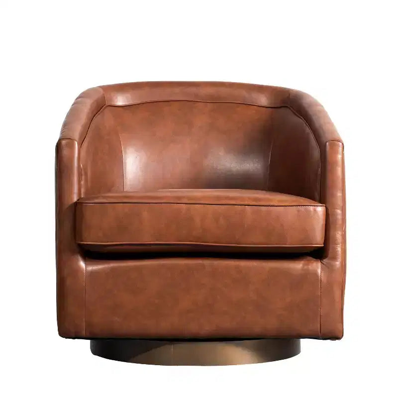 Club Style Barrel Accent Chair, 360° Swivel, Fabric Upholstery, Sloped Arms, 400 lb Capacity, No Assembly