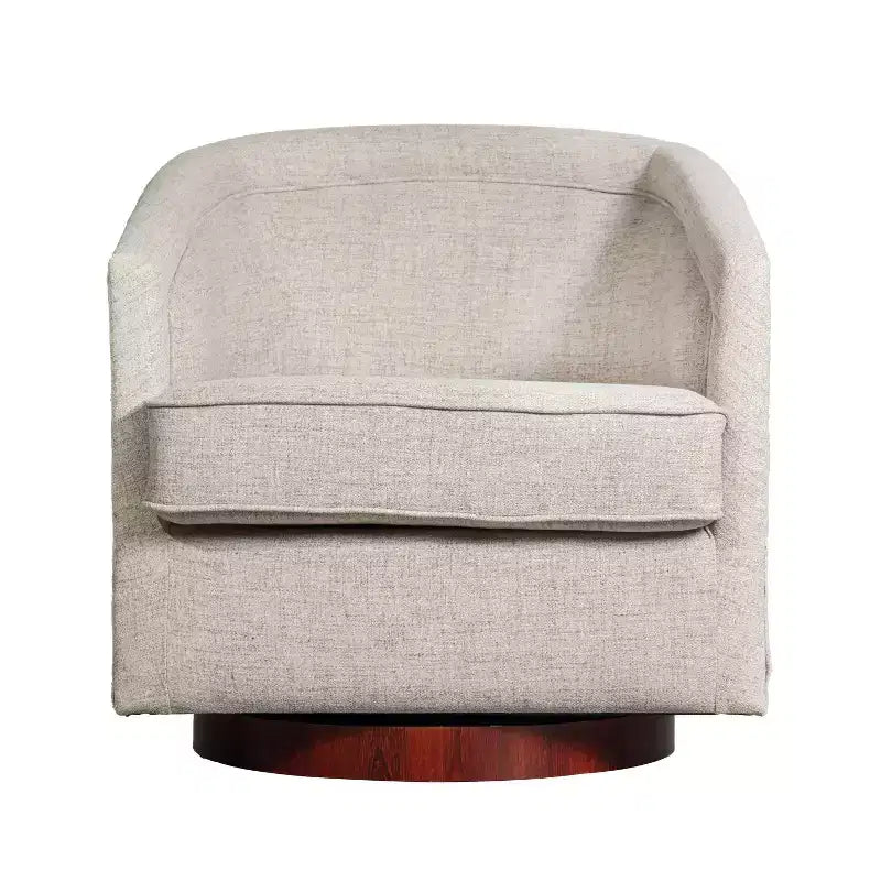 Club Style Barrel Accent Chair, 360° Swivel, Fabric Upholstery, Sloped Arms, 400 lb Capacity, No Assembly