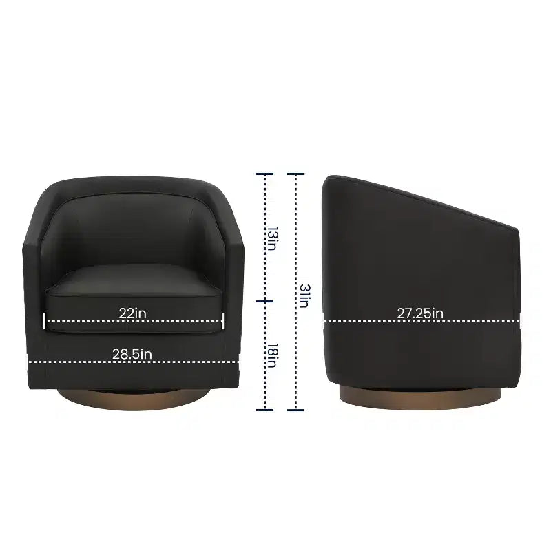 Club Style Barrel Accent Chair, 360° Swivel, Fabric Upholstery, Sloped Arms, 400 lb Capacity, No Assembly