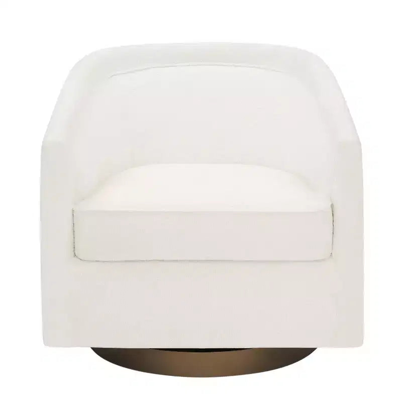Club Style Barrel Accent Chair, 360° Swivel, Fabric Upholstery, Sloped Arms, 400 lb Capacity, No Assembly