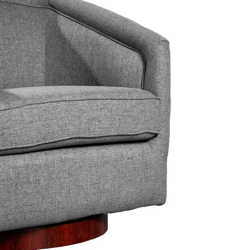 Club Style Barrel Accent Chair, 360° Swivel, Fabric Upholstery, Sloped Arms, 400 lb Capacity, No Assembly