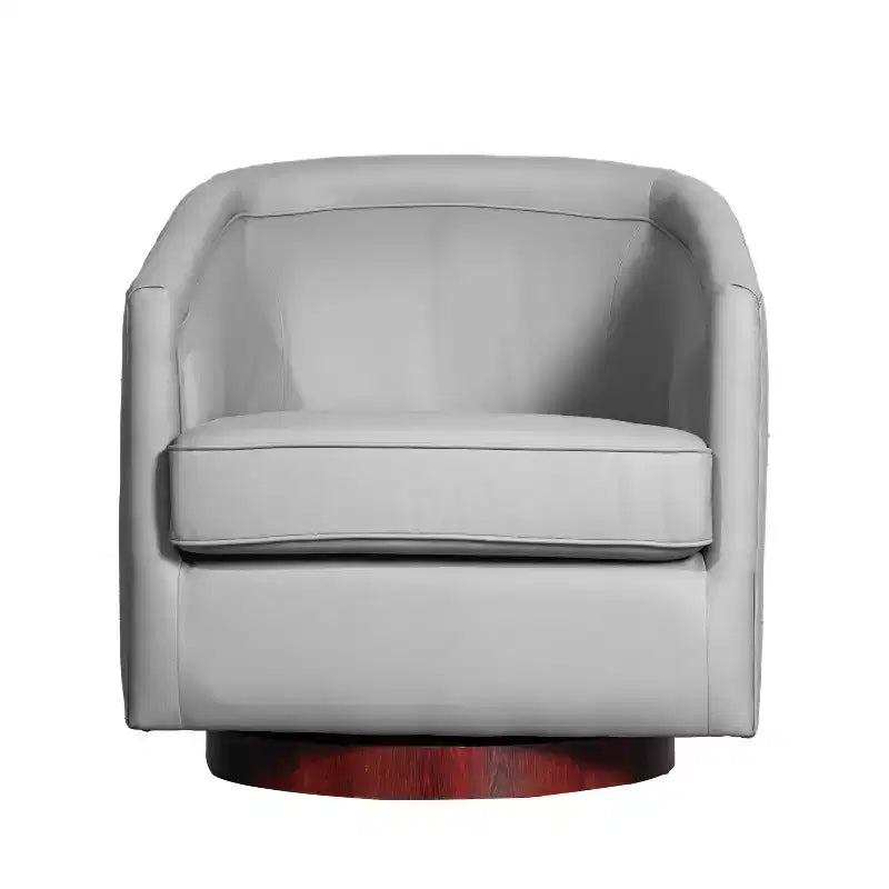Club Style Barrel Accent Chair, 360° Swivel, Fabric Upholstery, Sloped Arms, 400 lb Capacity, No Assembly