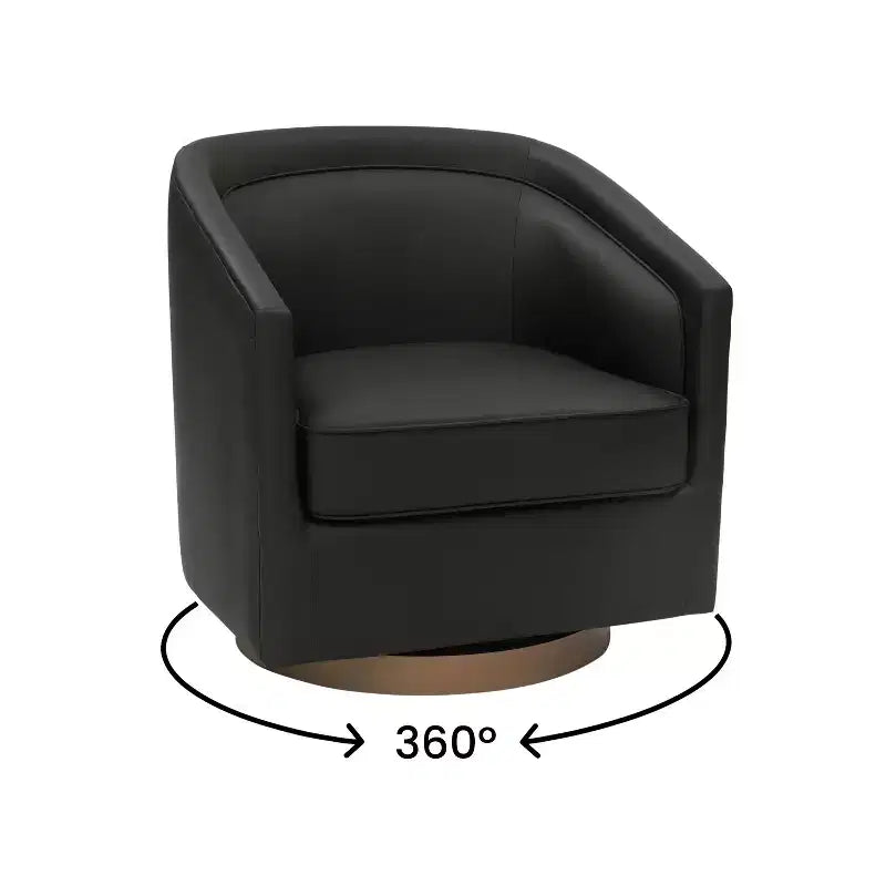 Club Style Barrel Accent Chair, 360° Swivel, Fabric Upholstery, Sloped Arms, 400 lb Capacity, No Assembly