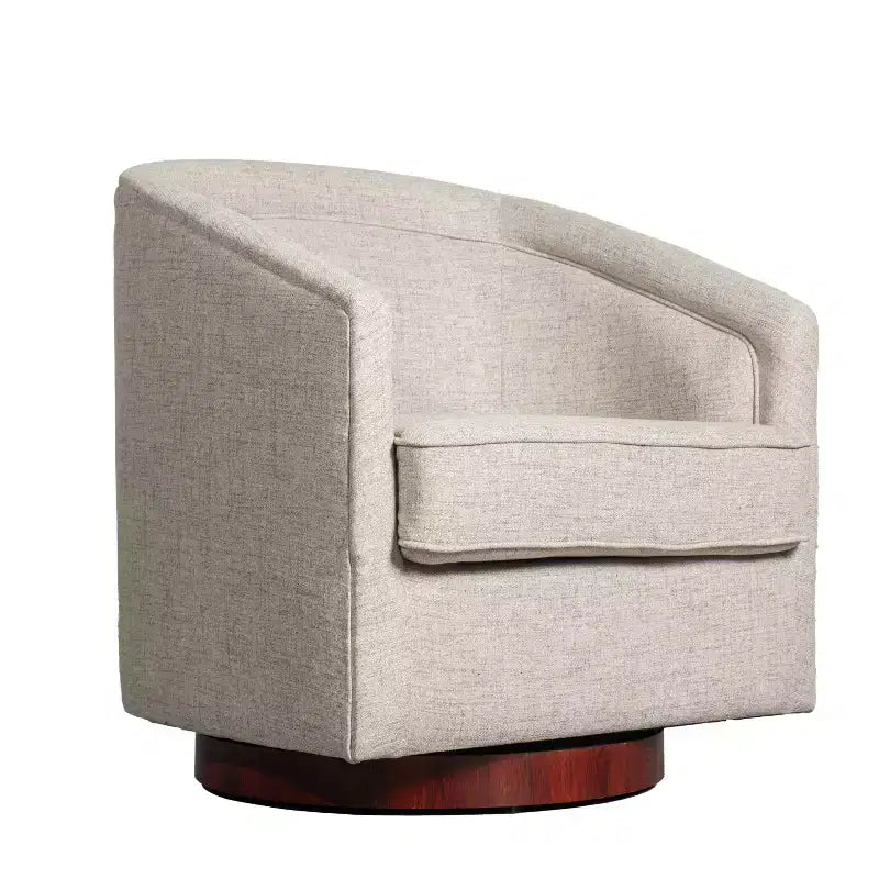 Club Style Barrel Accent Chair, 360° Swivel, Fabric Upholstery, Sloped Arms, 400 lb Capacity, No Assembly