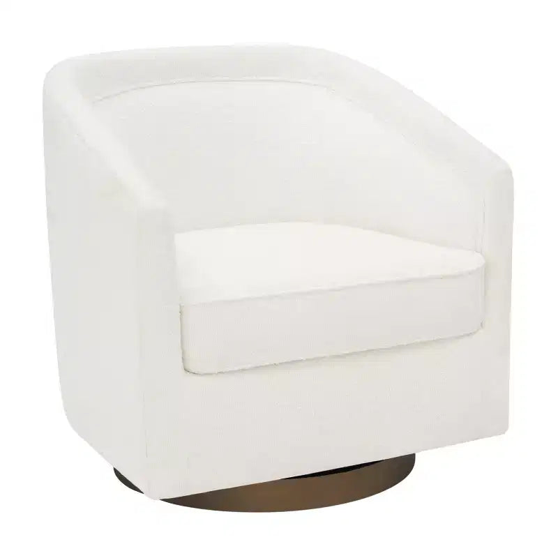 Club Style Barrel Accent Chair, 360° Swivel, Fabric Upholstery, Sloped Arms, 400 lb Capacity, No Assembly