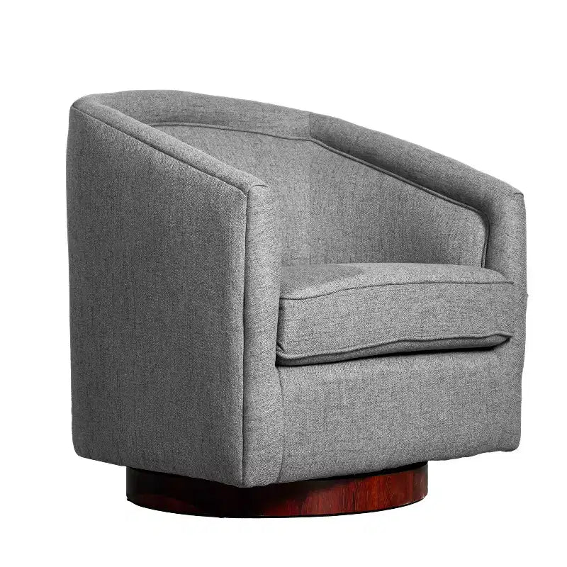 Club Style Barrel Accent Chair, 360° Swivel, Fabric Upholstery, Sloped Arms, 400 lb Capacity, No Assembly