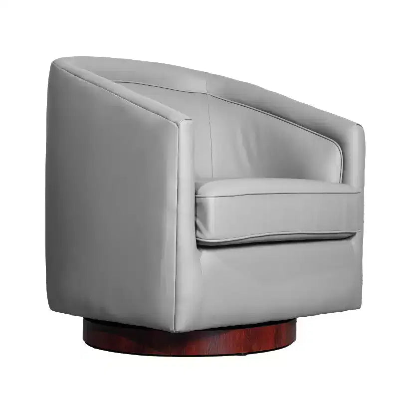 Club Style Barrel Accent Chair, 360° Swivel, Fabric Upholstery, Sloped Arms, 400 lb Capacity, No Assembly