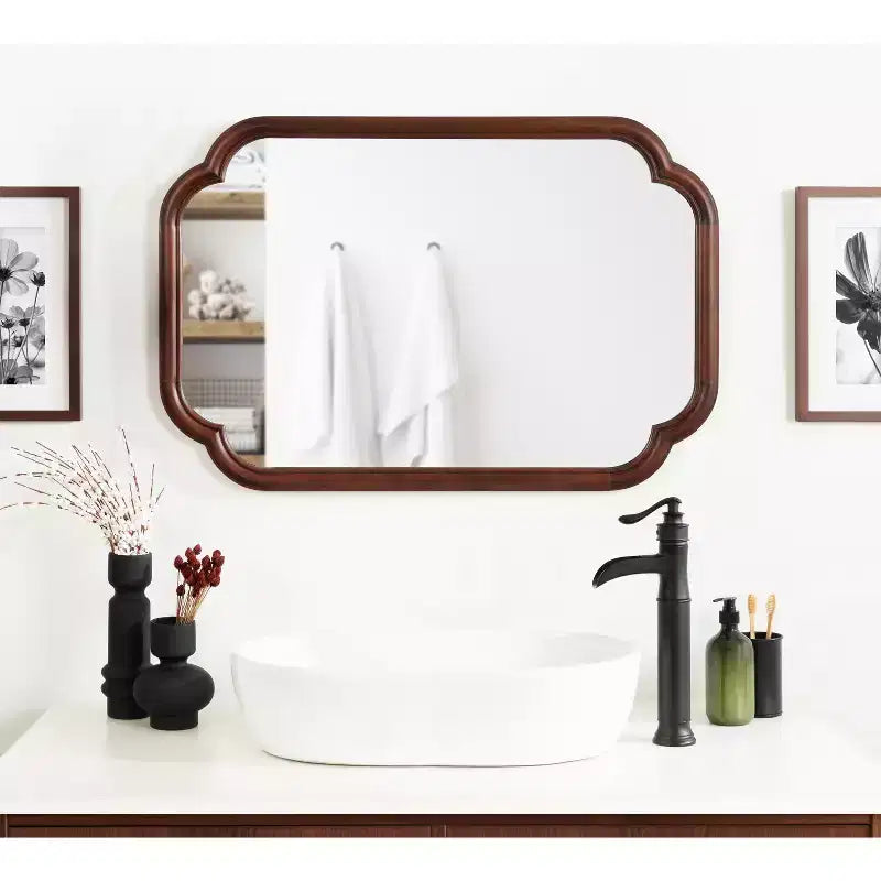 24x36" Scallop Wall Mirror, Novelty Shape, Plastic Frame, Wall Mount, Mounting Hardware Included