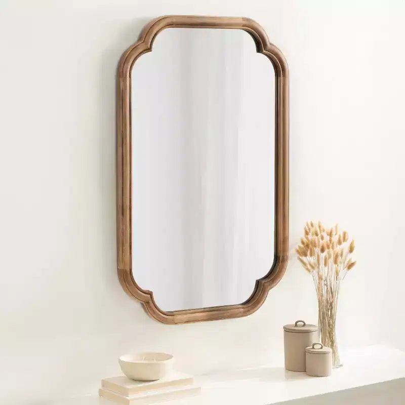 24x36" Scallop Wall Mirror, Novelty Shape, Plastic Frame, Wall Mount, Mounting Hardware Included