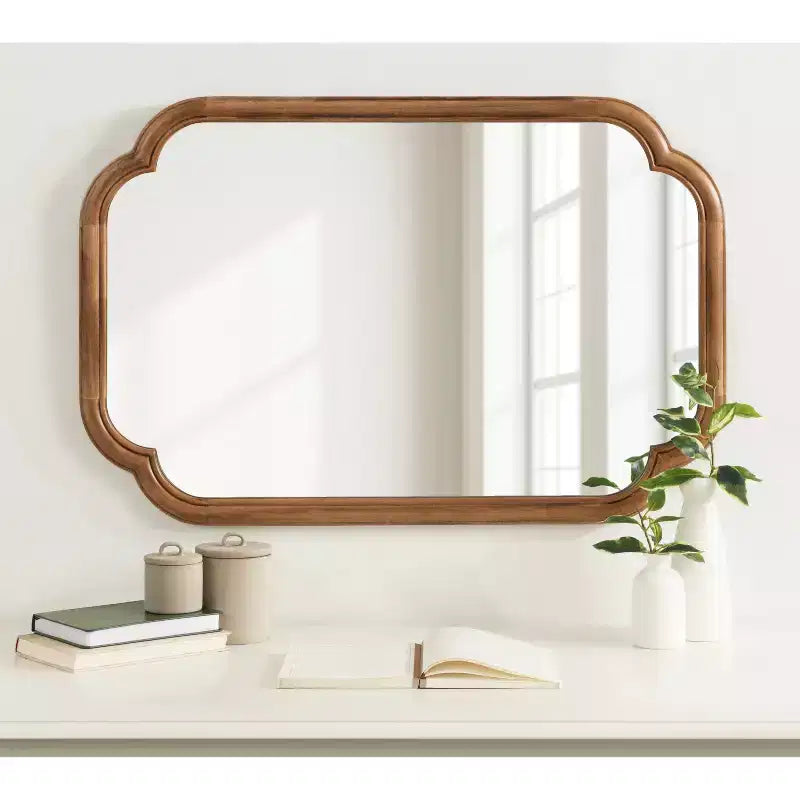 24x36" Scallop Wall Mirror, Novelty Shape, Plastic Frame, Wall Mount, Mounting Hardware Included