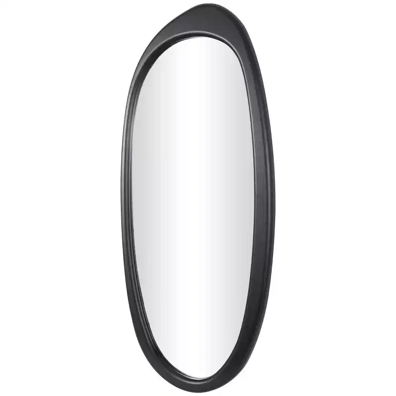 39" Abstract Oval Wall Mirror, Black MDF Frame, Wall Mount, Mounting Hardware Included, No Assembly