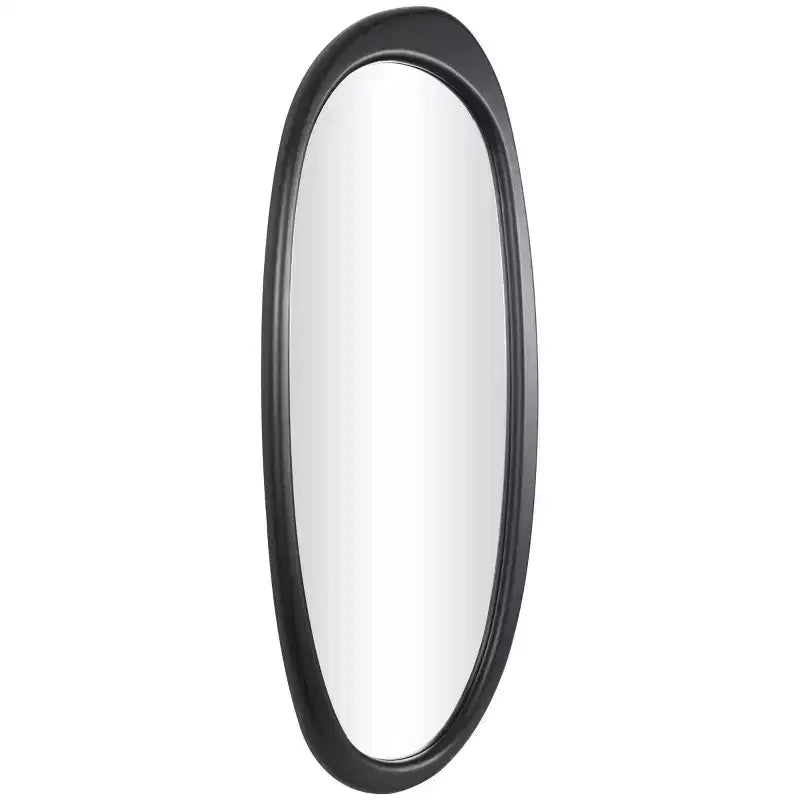 39" Abstract Oval Wall Mirror, Black MDF Frame, Wall Mount, Mounting Hardware Included, No Assembly