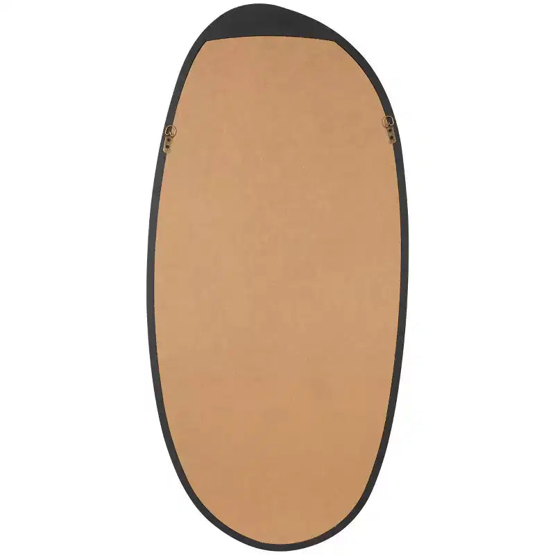 39" Abstract Oval Wall Mirror, Black MDF Frame, Wall Mount, Mounting Hardware Included, No Assembly
