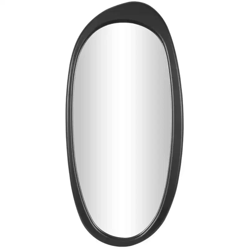 39" Abstract Oval Wall Mirror, Black MDF Frame, Wall Mount, Mounting Hardware Included, No Assembly