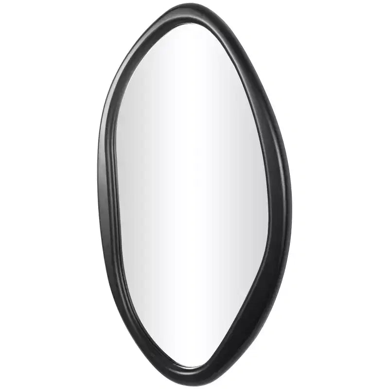 39" Abstract Oval Wall Mirror, Black MDF Frame, Wall Mount, Mounting Hardware Included, No Assembly