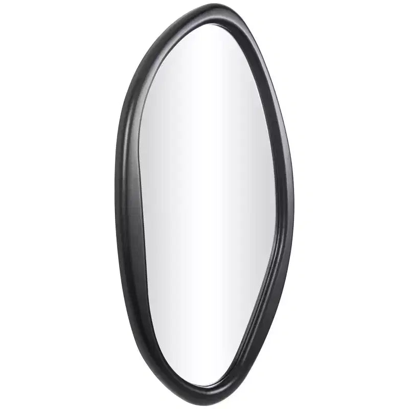 39" Abstract Oval Wall Mirror, Black MDF Frame, Wall Mount, Mounting Hardware Included, No Assembly