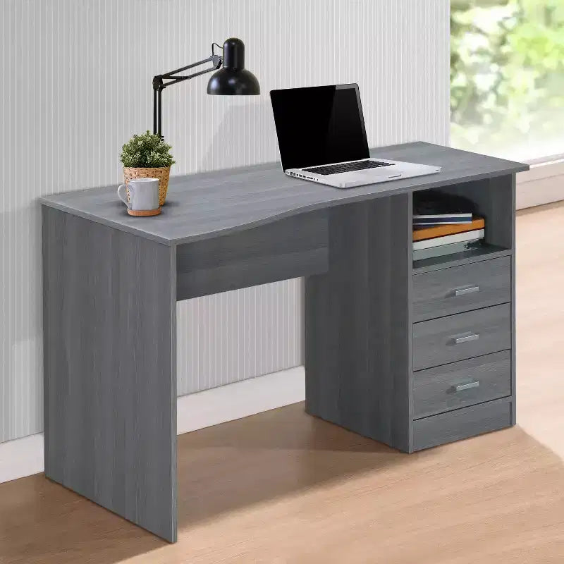 51" Classic Computer Desk with 3 Drawers & Fixed Shelf, Particle Board, 90 lb Capacity