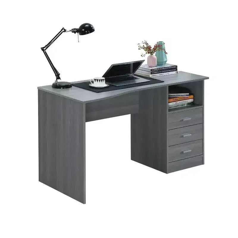51" Classic Computer Desk with 3 Drawers & Fixed Shelf, Particle Board, 90 lb Capacity