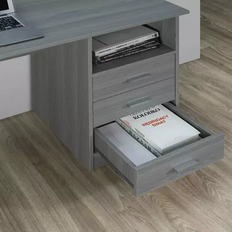51" Classic Computer Desk with 3 Drawers & Fixed Shelf, Particle Board, 90 lb Capacity