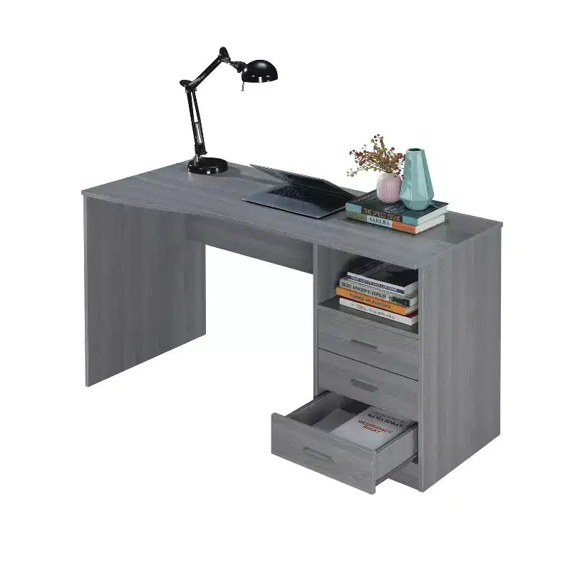 51" Classic Computer Desk with 3 Drawers & Fixed Shelf, Particle Board, 90 lb Capacity