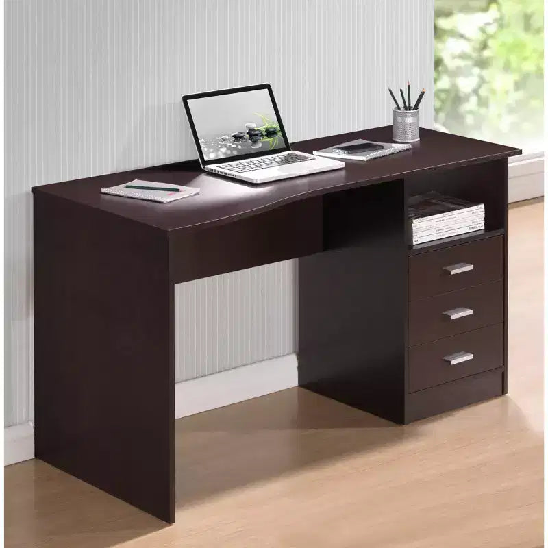 51" Classic Computer Desk with 3 Drawers & Fixed Shelf, Particle Board, 90 lb Capacity
