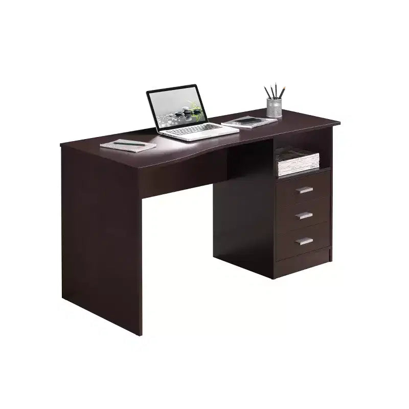 51" Classic Computer Desk with 3 Drawers & Fixed Shelf, Particle Board, 90 lb Capacity