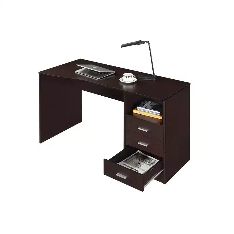 51" Classic Computer Desk with 3 Drawers & Fixed Shelf, Particle Board, 90 lb Capacity
